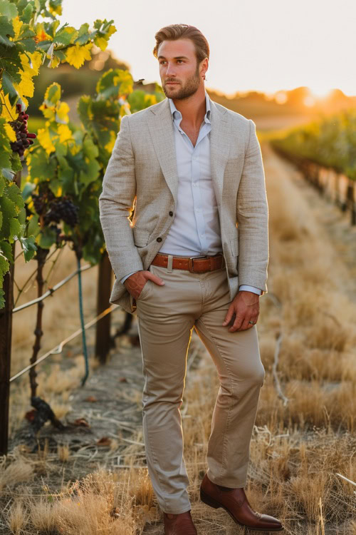 A man wears cowboy boots with a suit